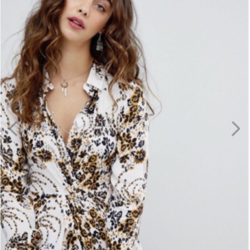 Free People Tough Love Shirt Dress Long Sleeves, Button Up, Pockets